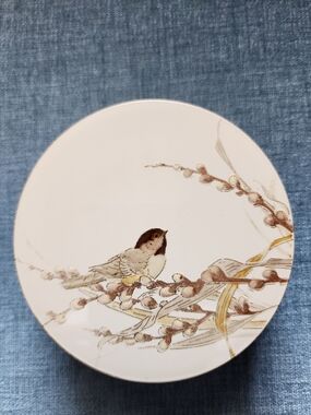 6 Vintage Otagiri Chickadee Lacquerware Coaters In A Box